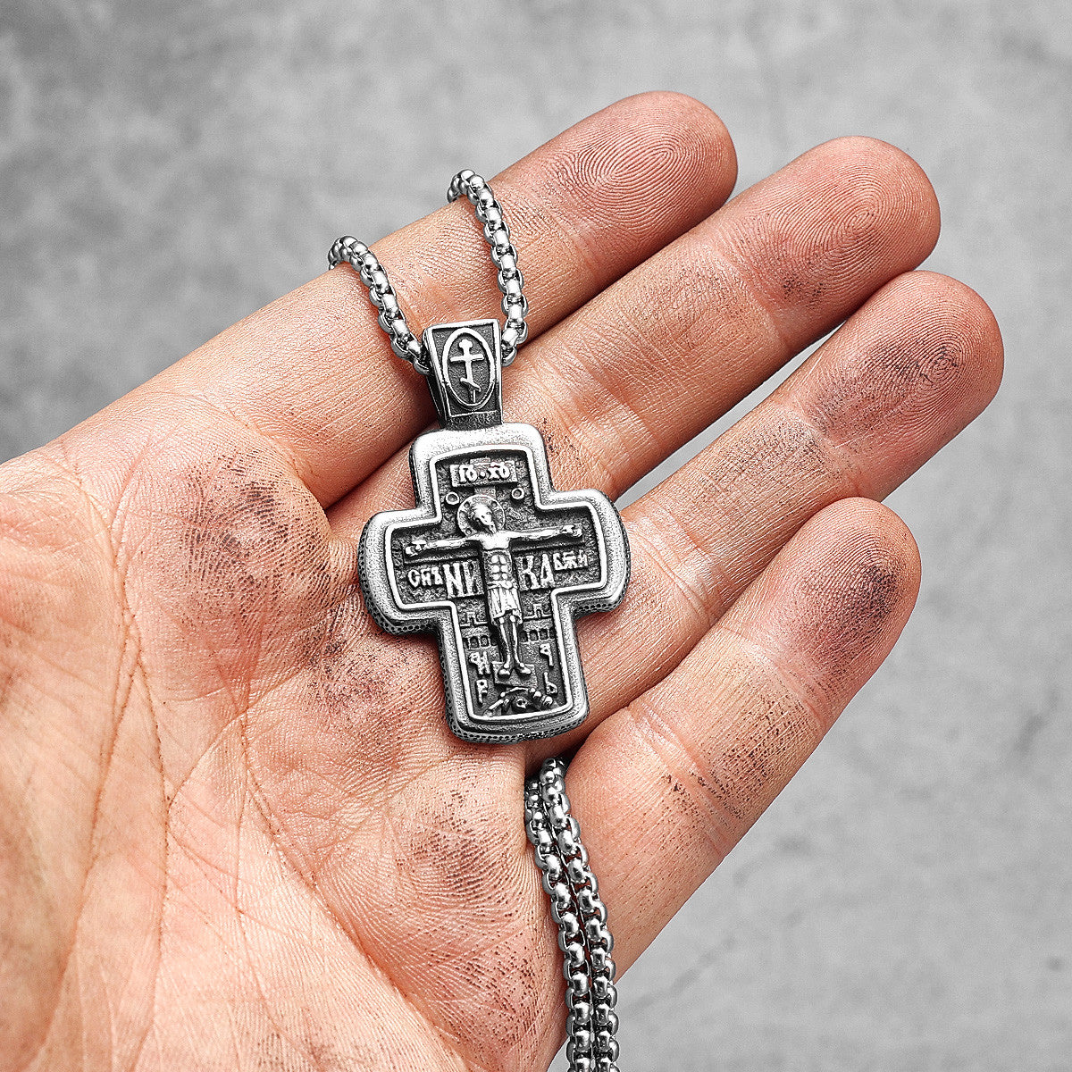 The Origin Cross | 316L No Fade Stainless Steel Religion Jesus Cross Pendant Chain Necklace