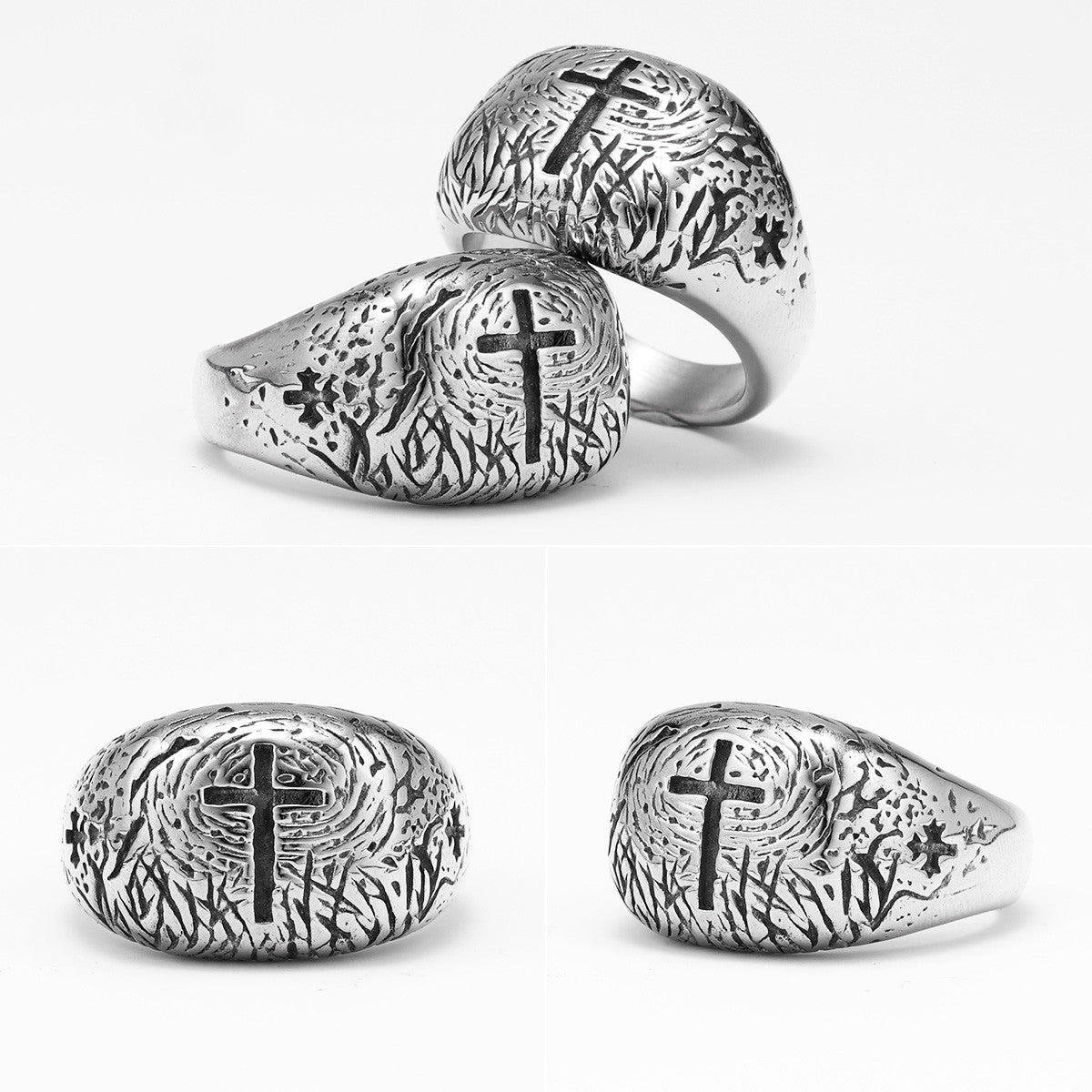 Christian Cross | 316L No Fade Stainless Steel Designer Amulet Men's Rings