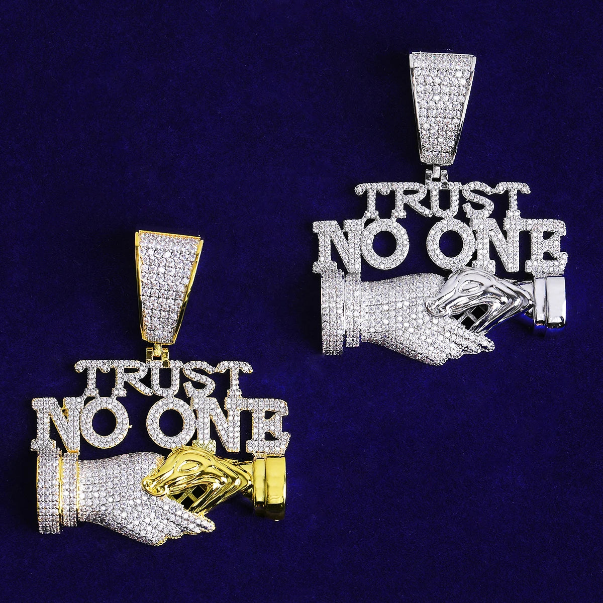 Trust No One | Iced Blinged Out VVS Diamond CZ Trust No One Hip Hop Pendant