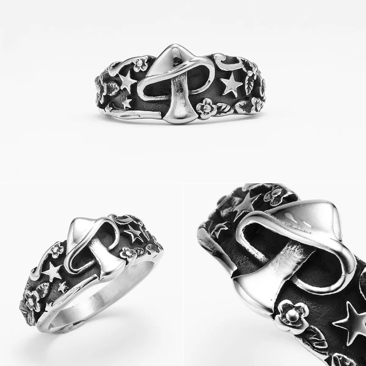 Mushroom Star | 3D No Fade Stainless Steel Men's Retro Fashion Rings