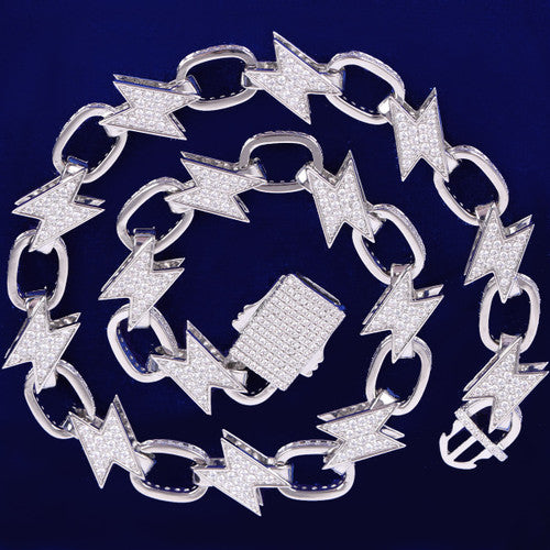 Lighting Storm | VVS Diamond CZ Lighting Strike Links Hip Hop Chain Necklaces
