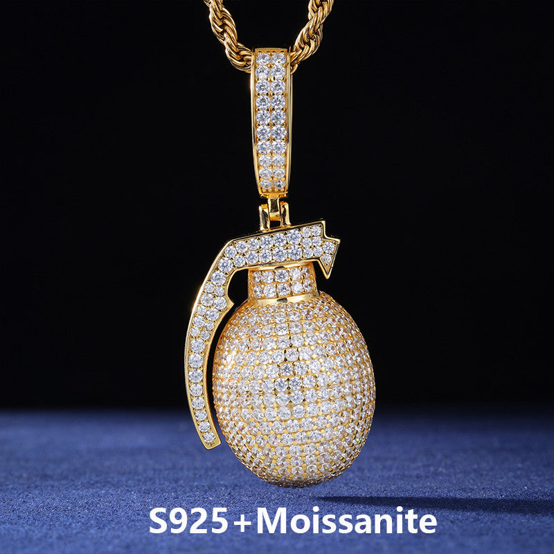 Just Bombs | Moissanite Diamond Sterling Silver D Color Grenade Hip Hop Pendants
