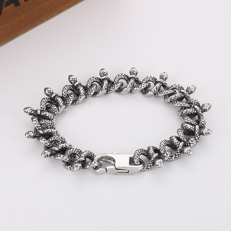 Serpentsteel | No Fade Stainless Steel Coiled Snake Link Street Wear Bracelets