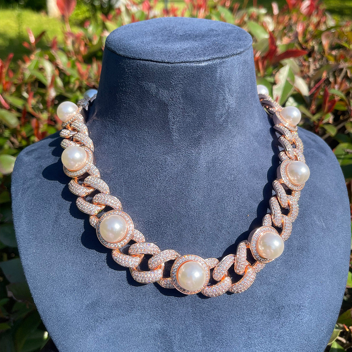 The Cuban Pearl | Hip Hop 24k 925 Silver Rose Gold Designer Chain Necklace