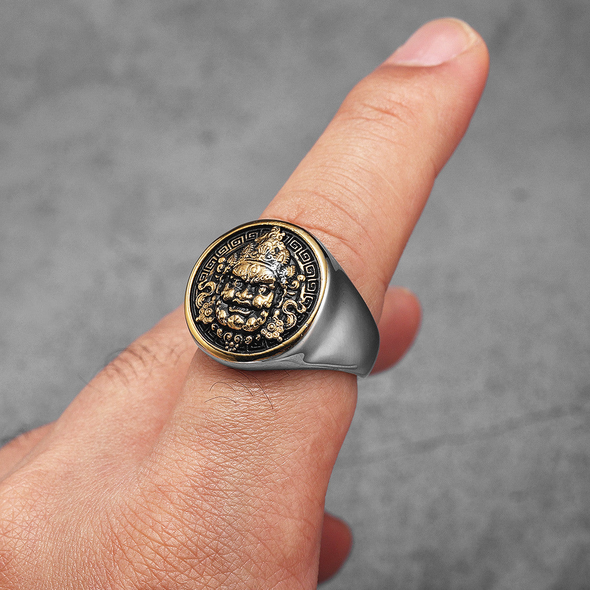 Zhong Kui | 14k Gold Over Stainless Steel Vanquisher of Evil Beings Mythology Rings