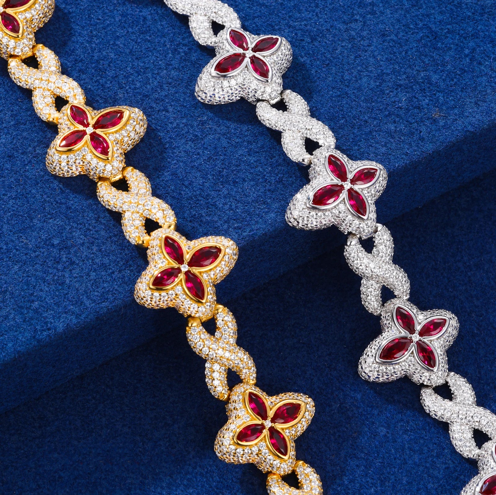 Clover Star | 925 Sterling Silver Moissanite Diamond Iced Clover Star Infinity Bracelet