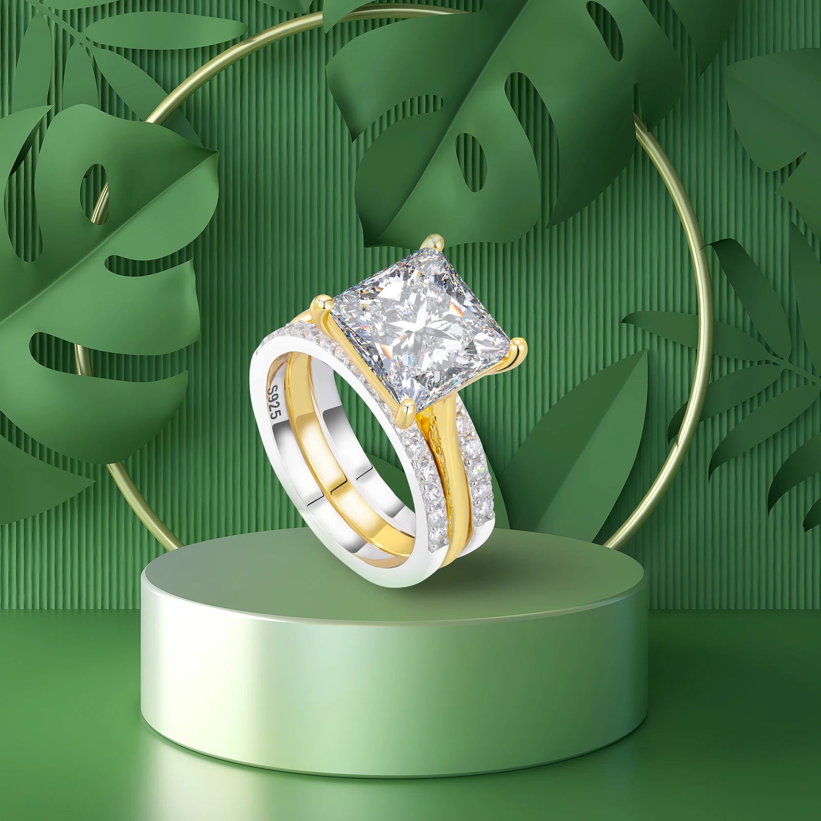 Women's Luxury 6CT Fashion Bridal Engagement Wedding Rings 5A CZ Buy 1 Get 1 Free Party Ring