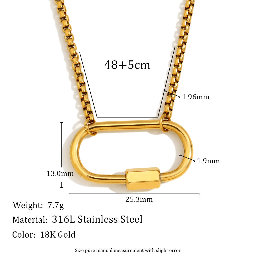 Womens S/L Size 18k Gold Waterproof Handmade Stainless Steel Buckle Pendant Necklace