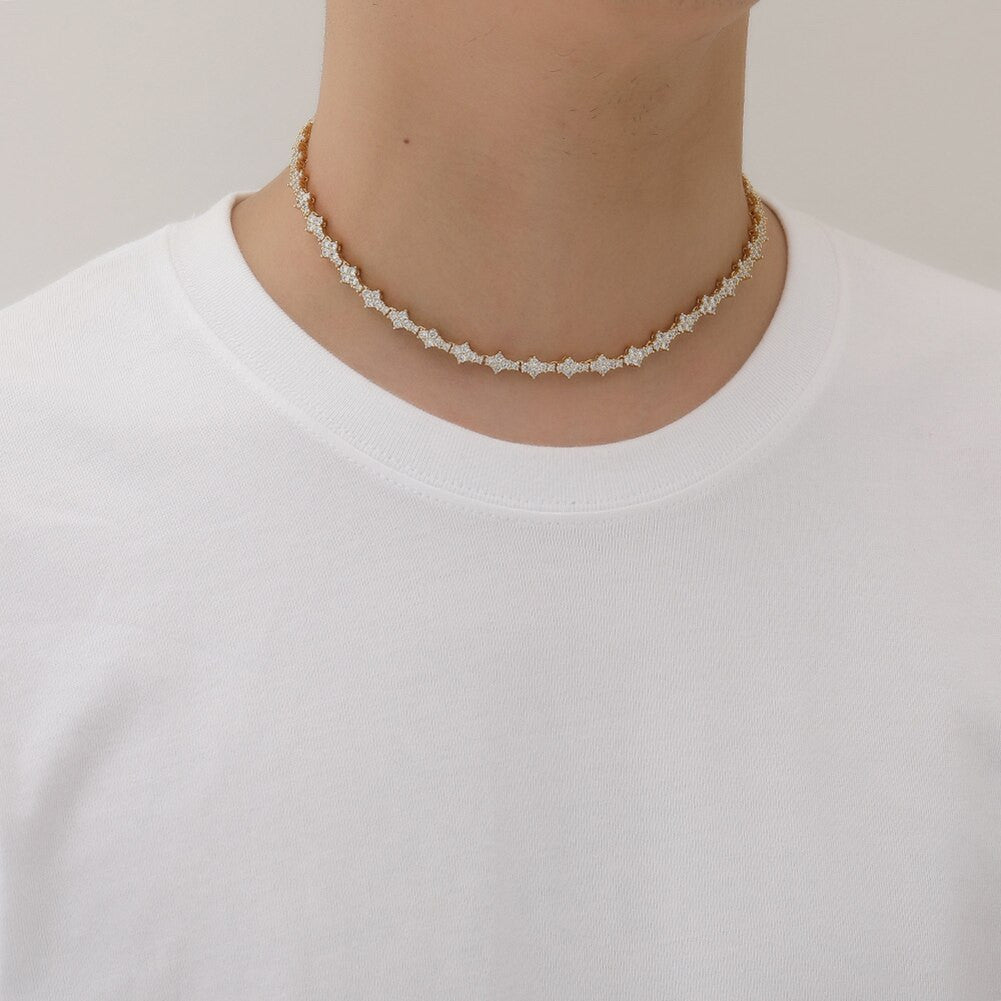 Mens Hip Hop Tight Neck Choker Style Honey Comb Bling Chain Necklaces
