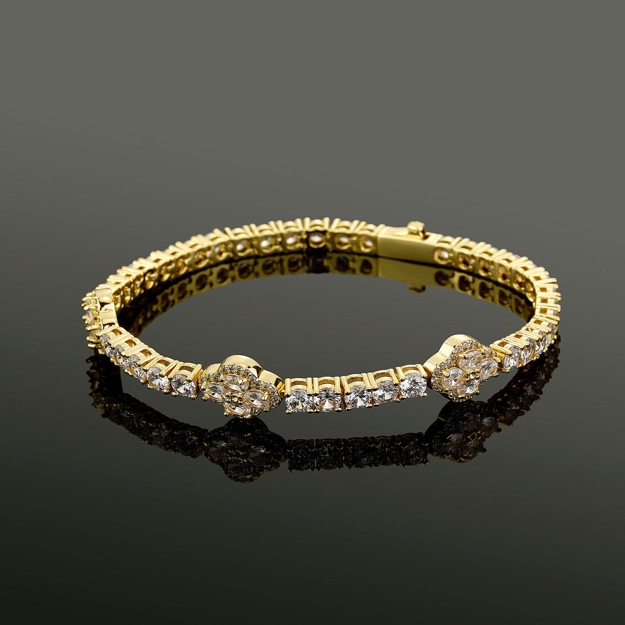 Clover Field | VVS Diamond CZ Iced Blinged Out 4mm Four Leaf Clover Tennis Bracelet