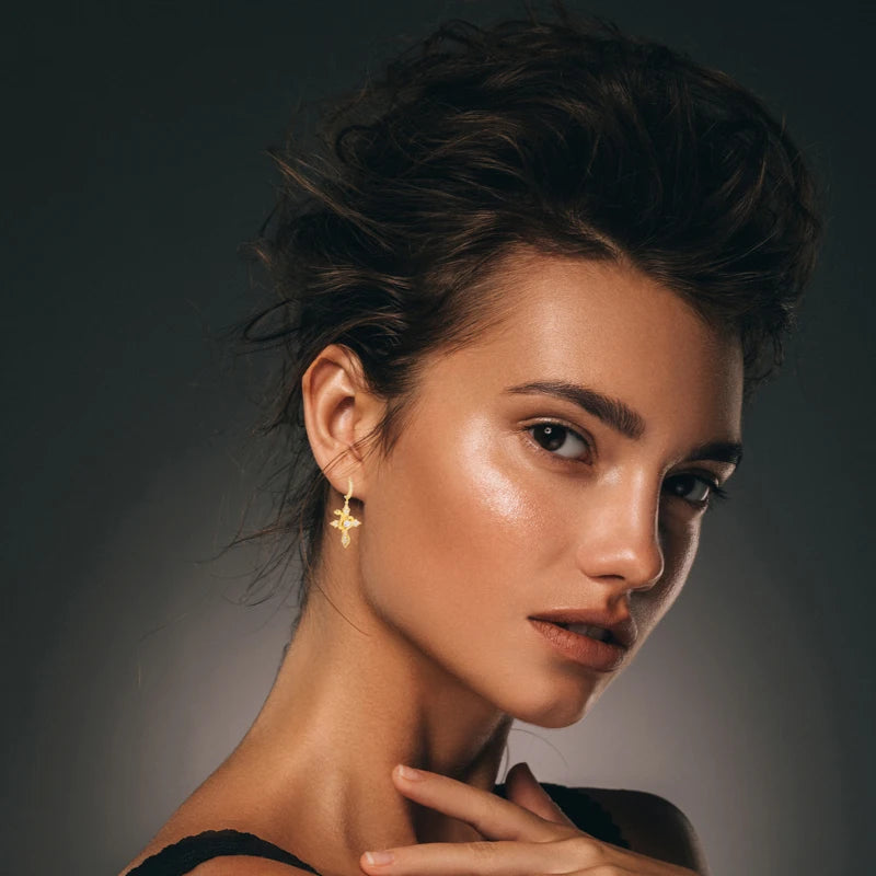 Serpent Arrow Cross | Iced Blinged Out Moissanite Diamond Huggie Dangle 925 Silver Earrings