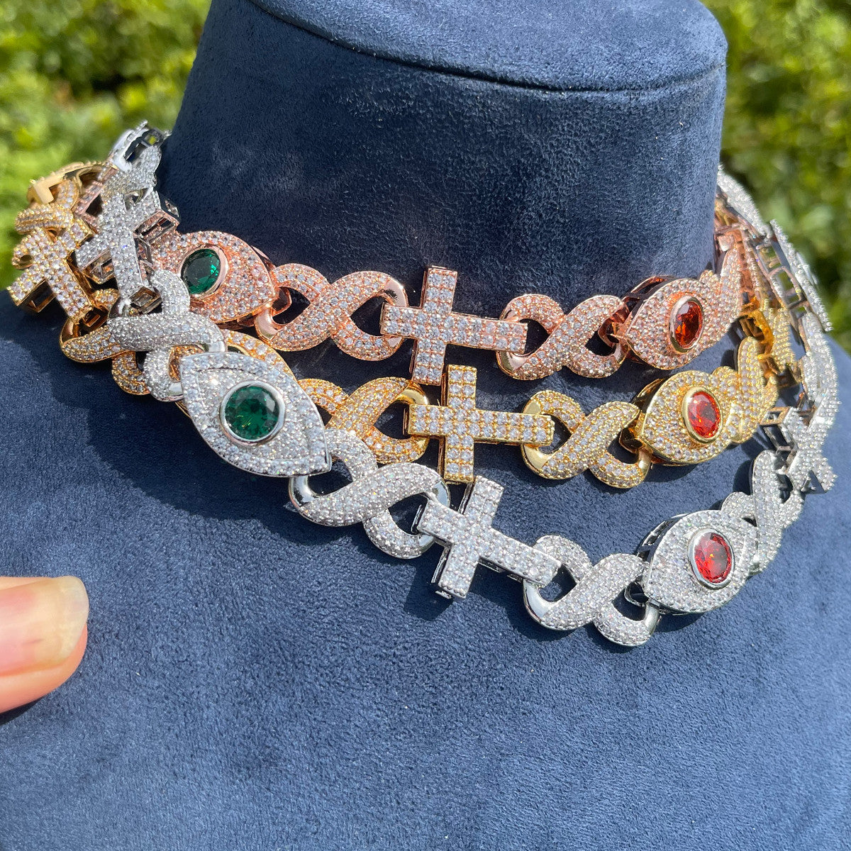 Good VS Evil | Evil Eye Infinity Cross Cuban Link Hip Hop Chain Necklace