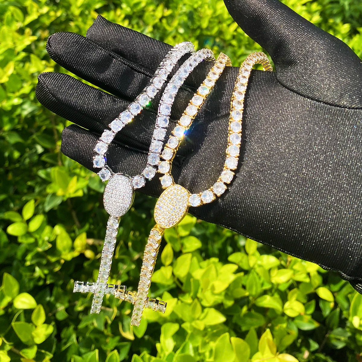 Drip Cross | VVS Diamond CZ Rosary Style 5AA+ Luxury Hip Hop Tennis Chain Necklace