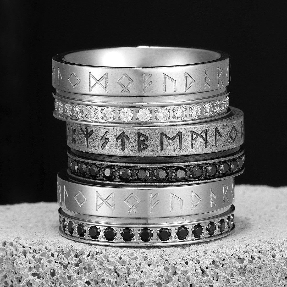 The Viking | No Fade Solid 316L CZ Stone Stainless Steel Street Style Rings