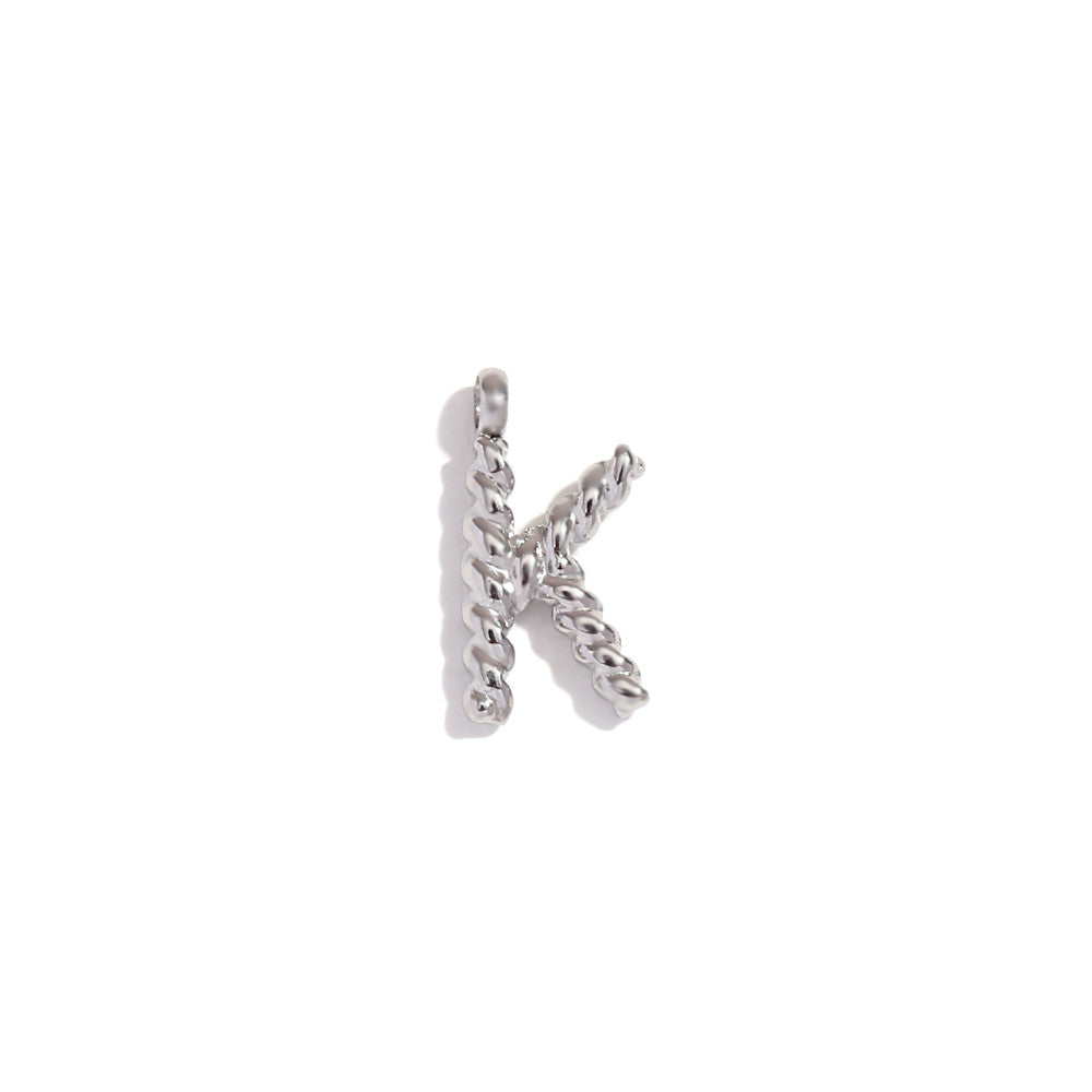 18k Gold Silver Tarnish Free Stainless Steel Mini Twisted Letter Pendant Necklaces
