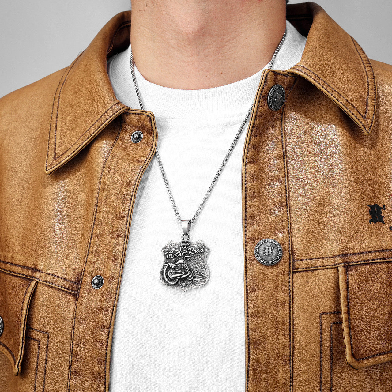 Mother Road 66 | No Fade Stainless Steel Biker Motorcycle Rider Route 66 Chain Pendant
