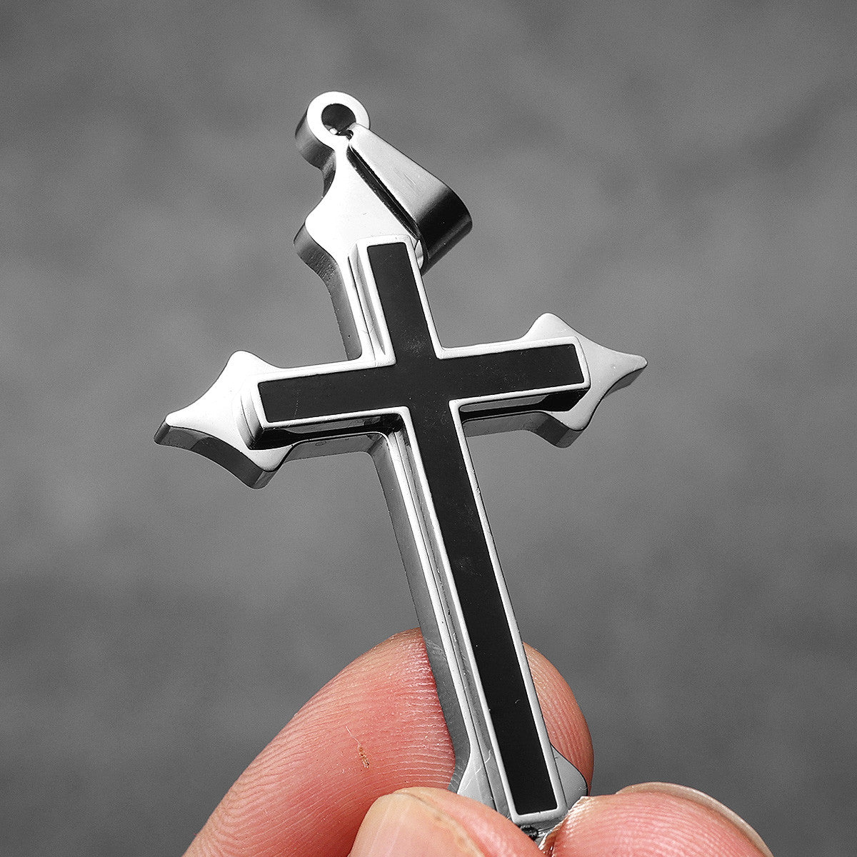 Double Layer Cross | 316L Men's No Fade Stainless Steel Simple Spiritual Cross Pendant