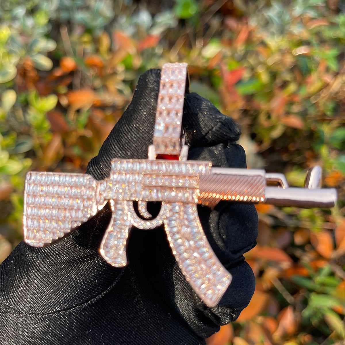 Choppa | Mens Ice Baguette AK 47 Hip Hop 24k Gold Silver Pendant