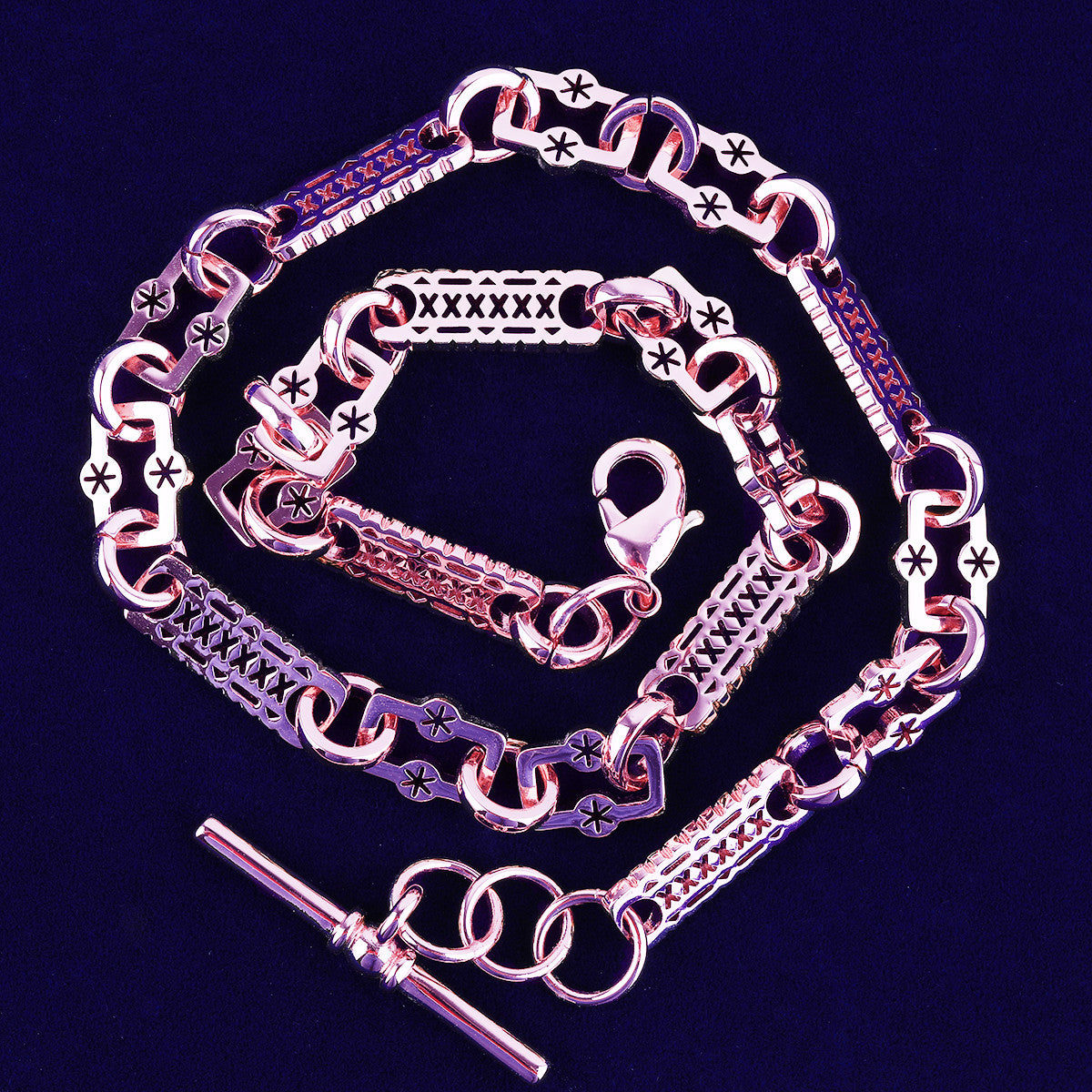 Bubble Letter Star Bar T Bar Clasp Link Chain for Women Necklace Choker Real Coper Hip Hop Jewelry