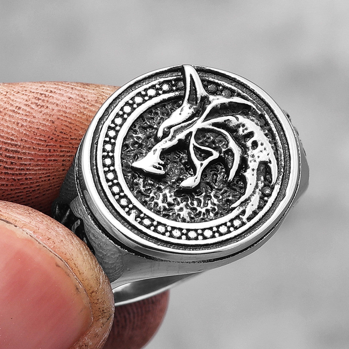 Mens Solid Stainless Steel No Fade Howling Werewolf Paw Unique Rings