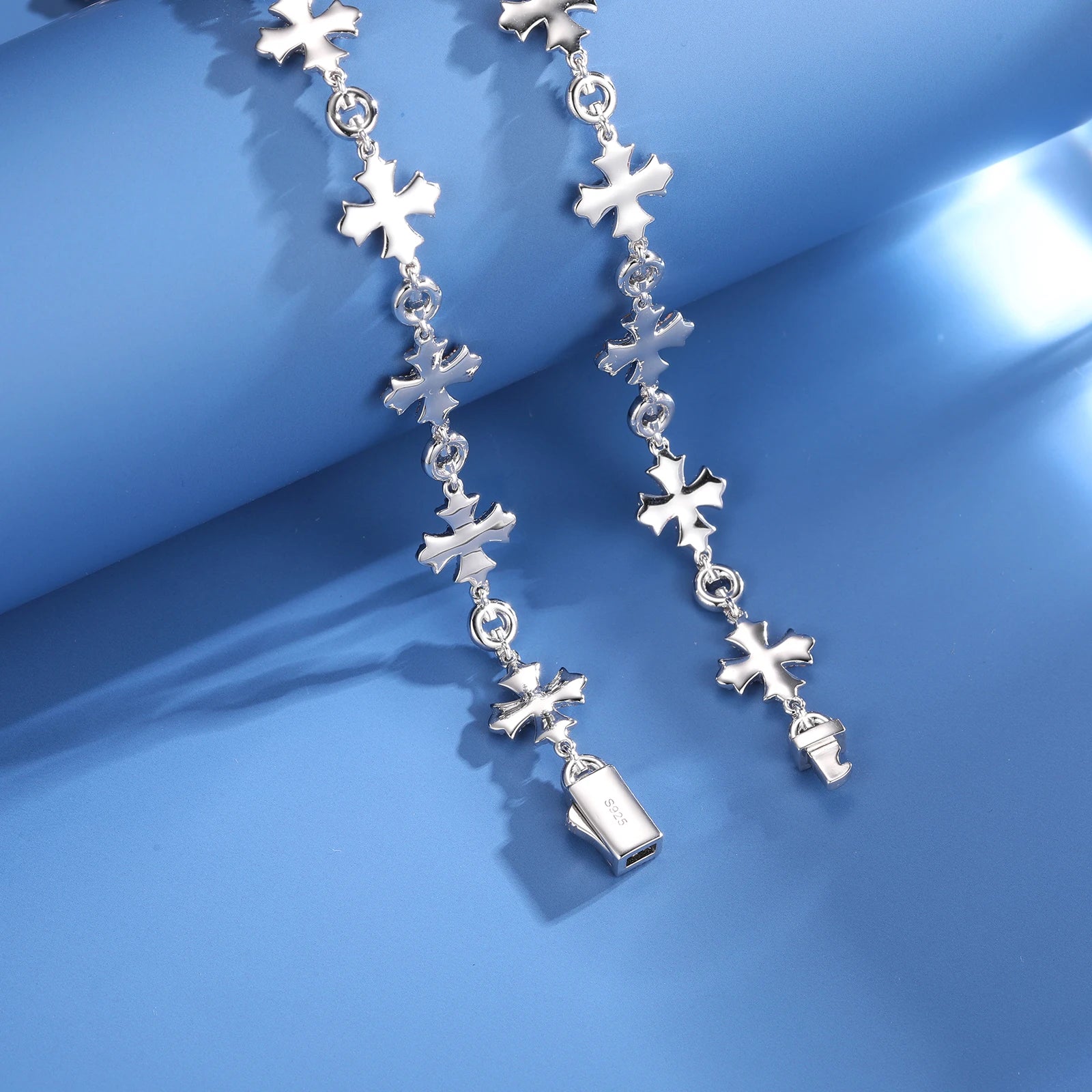 Diamond Star | Solid S925 Silver 12mm D Color Moissanite Diamond Cross Chain Necklace