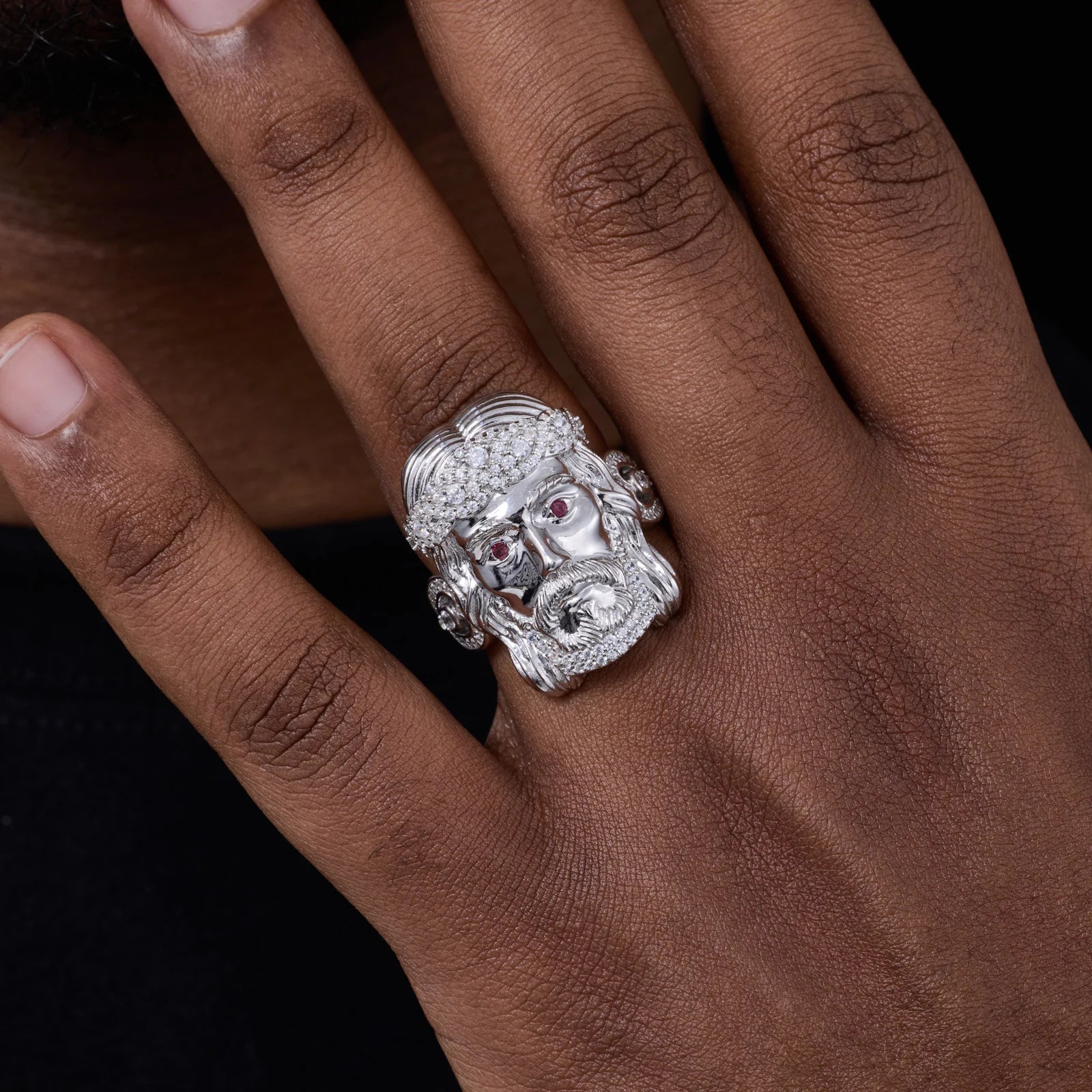The Messiah | Solid 925 Silver VVS Moissanite Diamond Hip Hop Jesus Face Ring