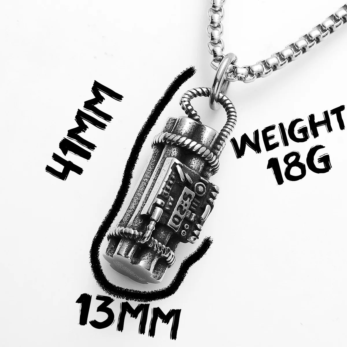 No Tick Tock | Just Bombs Solid Stainless Steel No Fade Silver Time Bomb Pendant