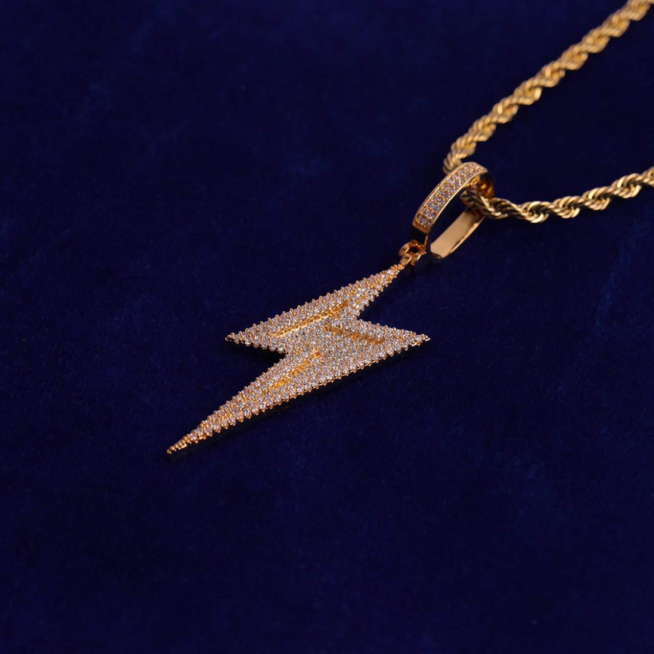 Thunderbolt | Prong Set VVS Diamond CZ Iced Blinged Out Pendant