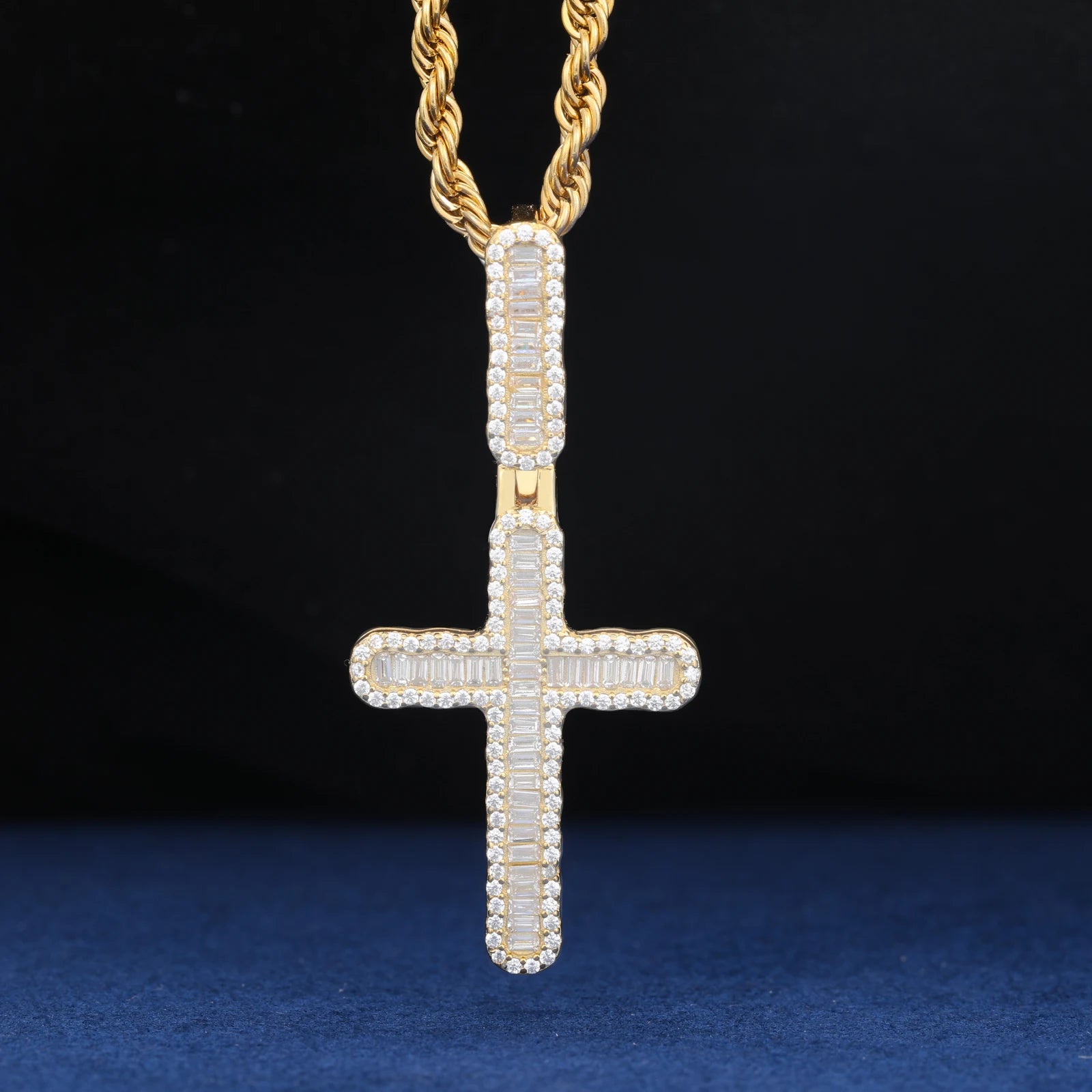 Luxury Simplified | Iced Baguette Moissanite Diamond 925 Silver Hip Hop Cross Pendant