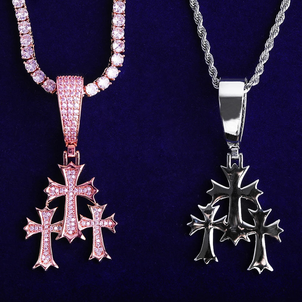 Holy Trinity | Flooded Ice VVS Diamond Iced Blinged Out Trinity Cross Pendant