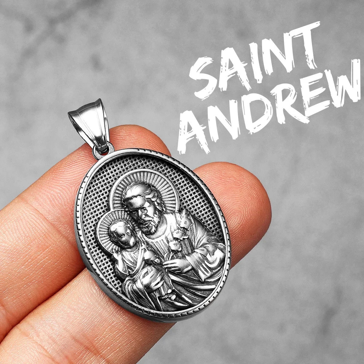 The Saints Collection | No Fade solid Stainless Steel Catholic St.Andrew Powerful Amulets