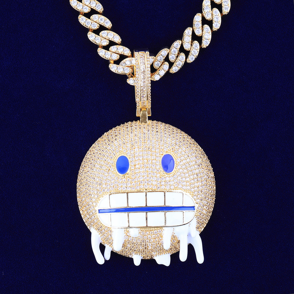 I'm Too Cold | VVS Diamond CZ Cold Emoji Hip Hop Pendant Chain Necklace