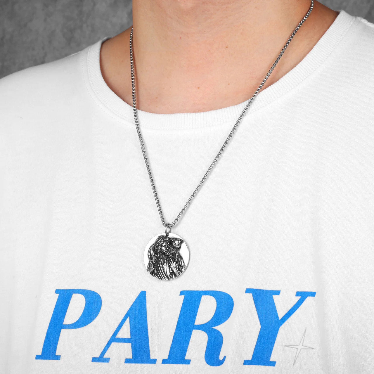 Jesus The Shepherd | Solid Stainless Steel Christian Spiritual Pendant Chain Necklace