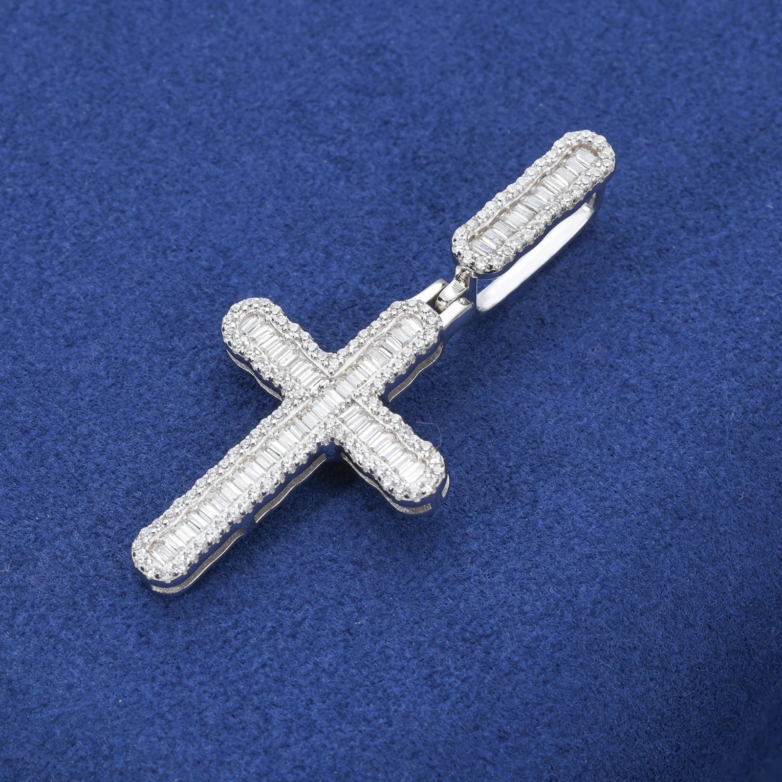 Luxury Simplified | Iced Baguette Moissanite Diamond 925 Silver Hip Hop Cross Pendant