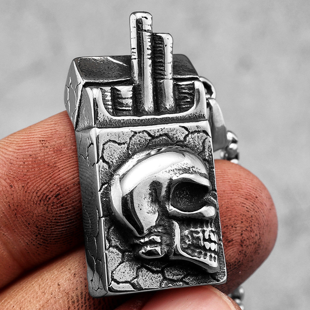 Skull Lighter Skull Smokes | No Fade Solid Stainless Steel Hip Hop Pendant