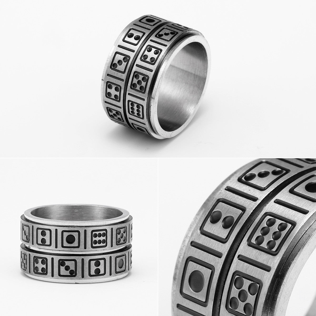 Dice Sieve | 316L No Fade Solid Stainless Steel Lucky Amulet Rotating Dice Ring