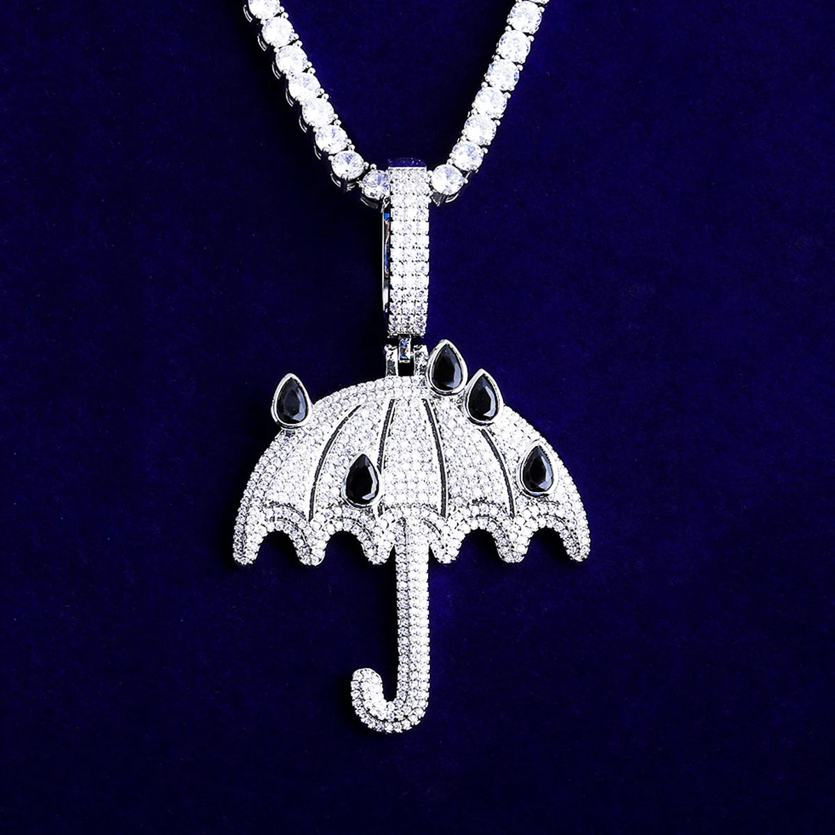 Rainfall | VVS Diamond CZ Iced Bling Out Umbrella Rain Falling Hip Hop Pendant