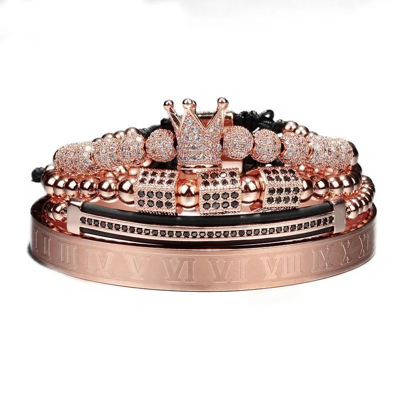 Mens Luxury No Fade Stainless Steel Iced Blinged Out 3 Piece Bracelet Set Combos