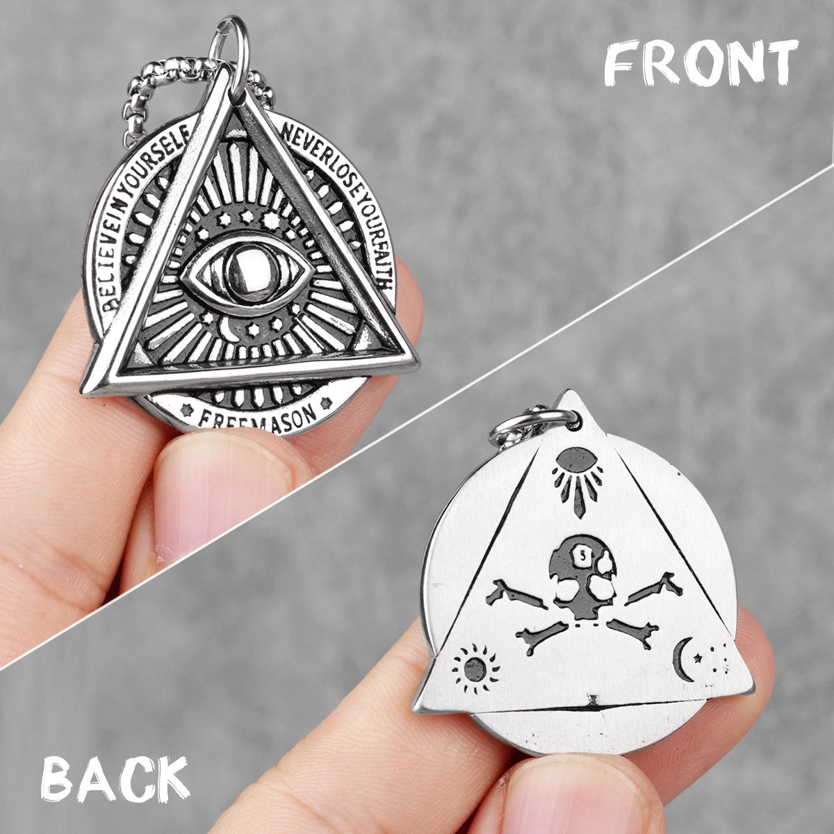Free Mason | Solid Stainless Steel All Seeing Eye Self Belief Hip Hop Pendant