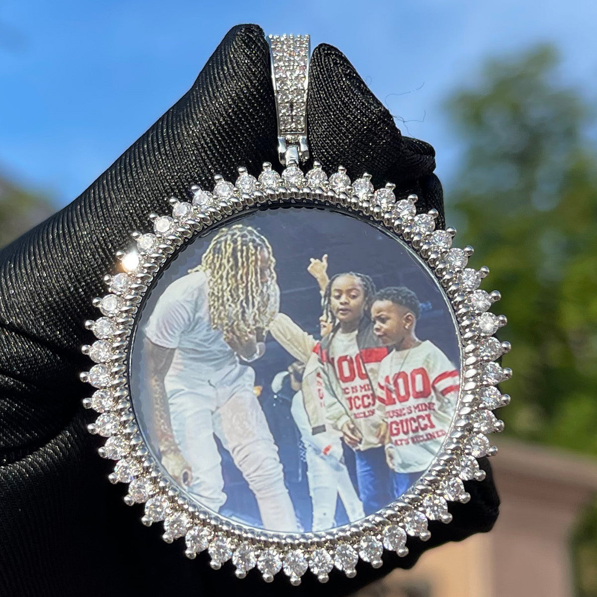 Diamond Trilogy | 3 Prong Set Custom Photo Picture Hip Hop Pendant