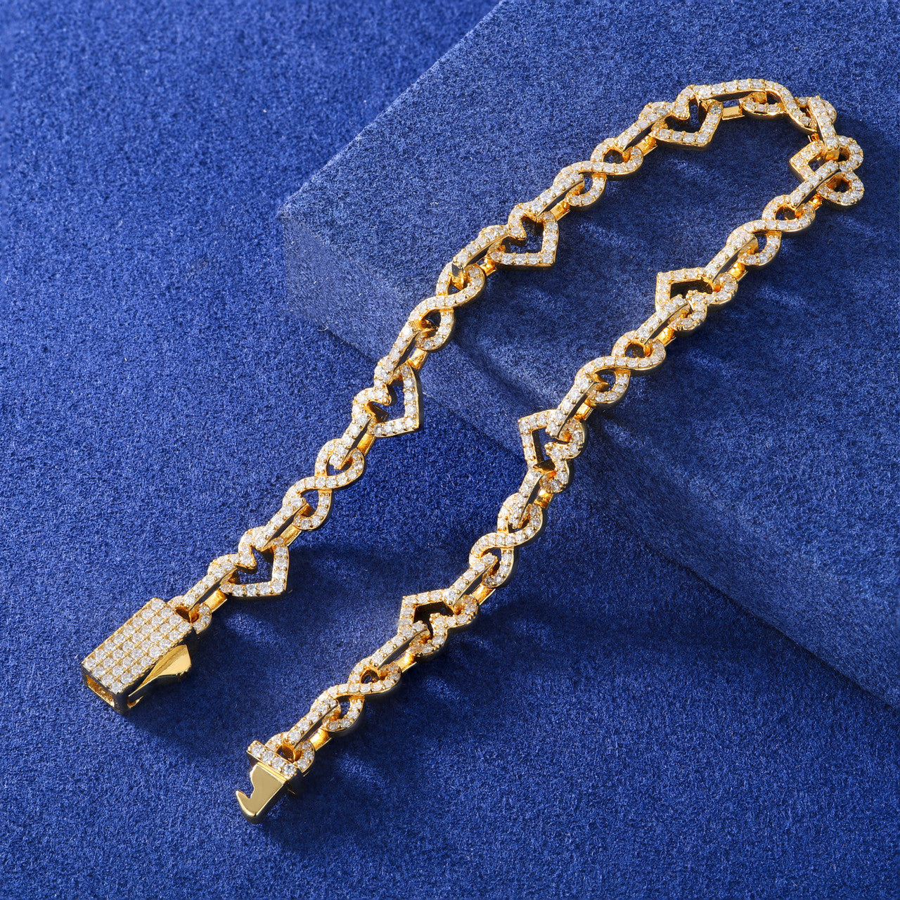 Infinity Heart | Moissanite Diamond Solid Sterling Silver Exquisite 8mm Full Iced Bracelet