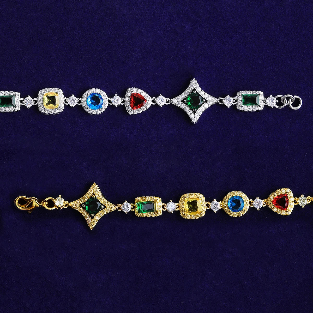 Star Trails | VVS Diamond CZ Colorful Gemstone Hip Hop Chain Necklace