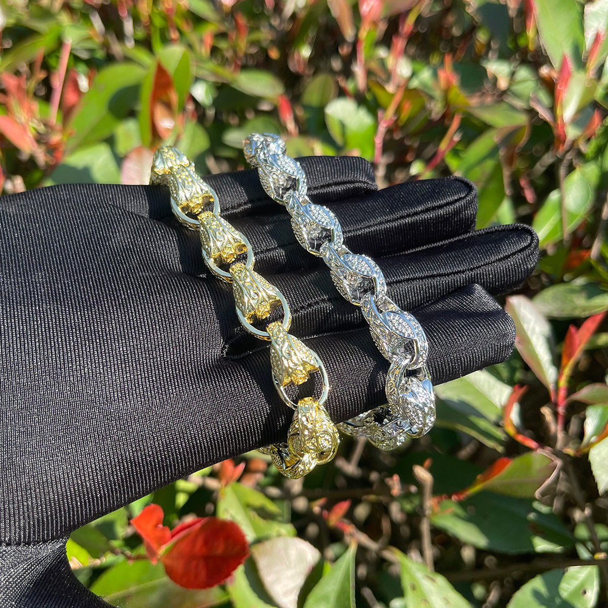 LuxeTulip | Mens 12mm 3D Tulip Link Rebirth Retro Design Hip Hop Bracelet