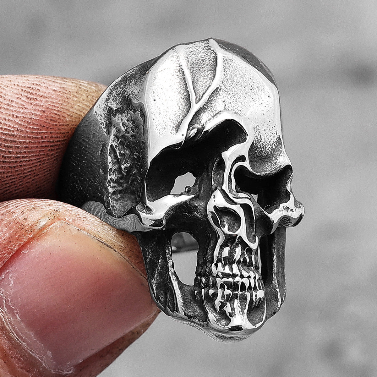 Tortured Soul | 316L No Fade Stainless Steel Disfigured Skull Street Wear Rings