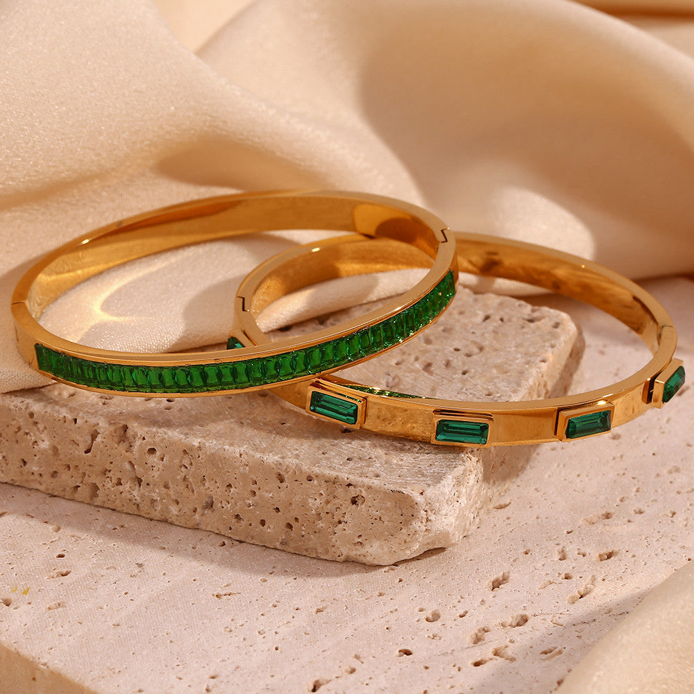 Ladies Waterproof 18k Gold Stainless Steel Shell Demon Eye Blue Eyes Hollow CZ Bracelets
