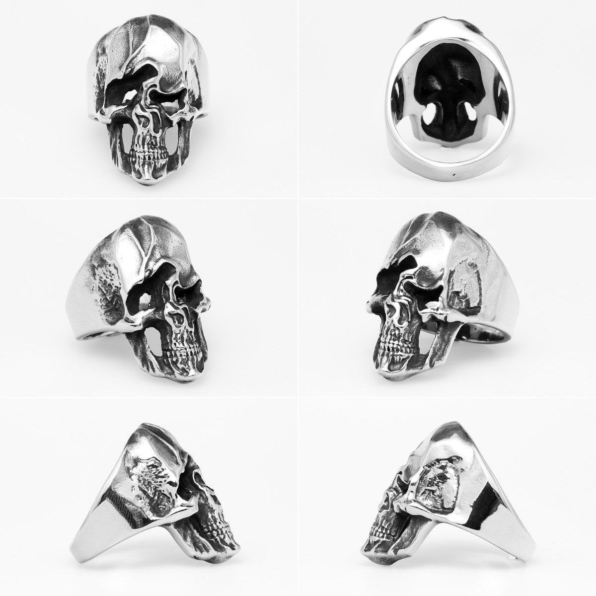 Tortured Soul | 316L No Fade Stainless Steel Disfigured Skull Street Wear Rings