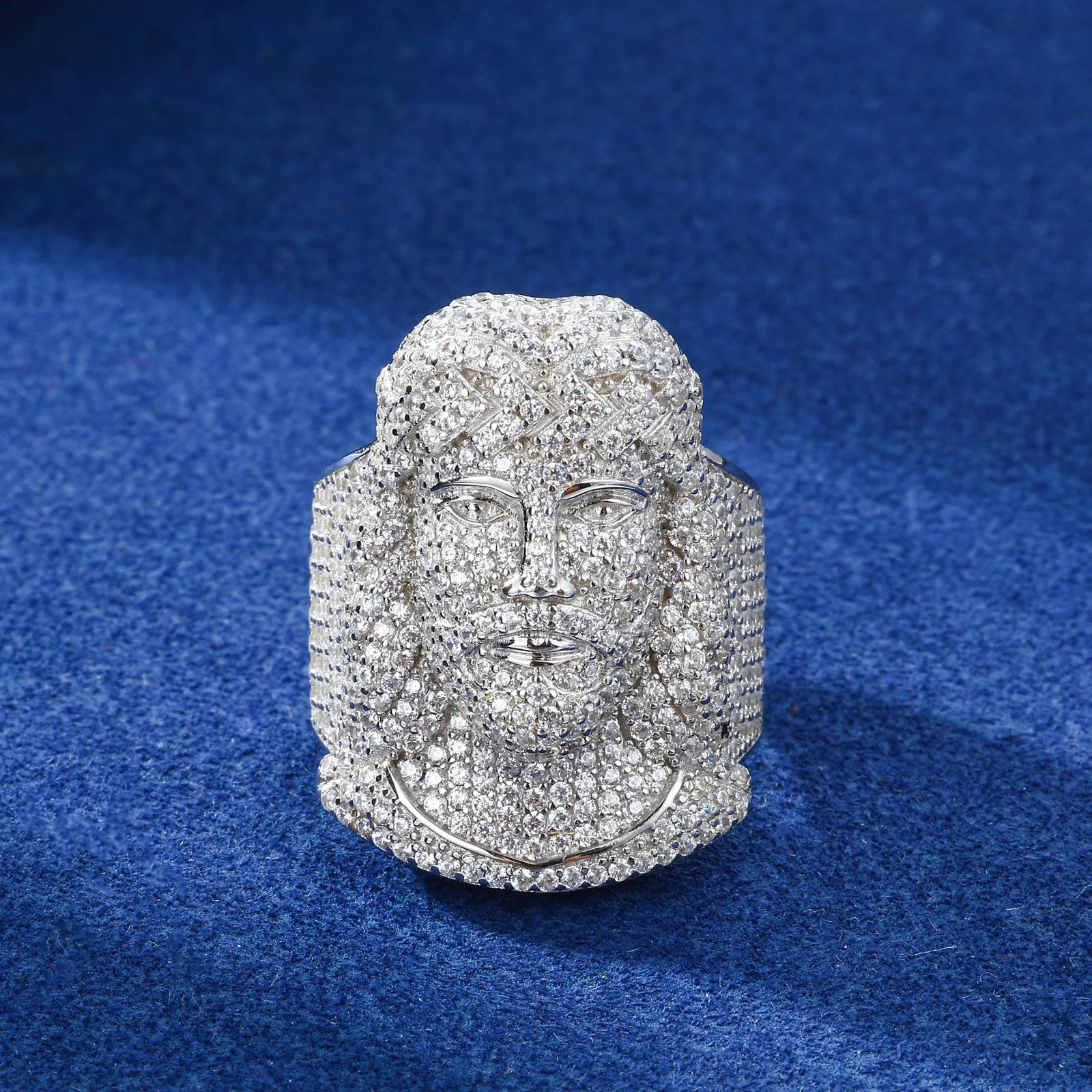 Man Of Faith | Luxury 925 Sterling Silver Jesus Head Moissanite Diamond Iced Ring