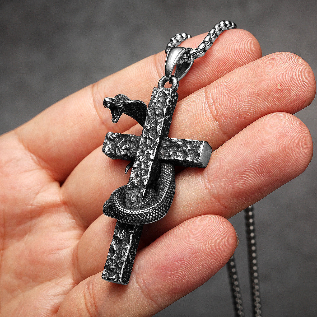 Cobra Cross | Solid Stainless Steel Good VS Evil Street Wear Pendant Chain Necklace