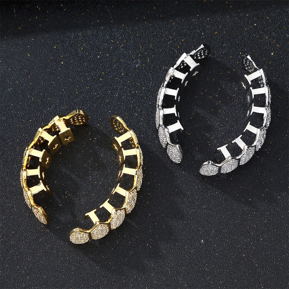 Hustla Tears | VVS Diamond CZ Hip Hop Full Teeth Cap Top Bottom Mouth Grillz Set