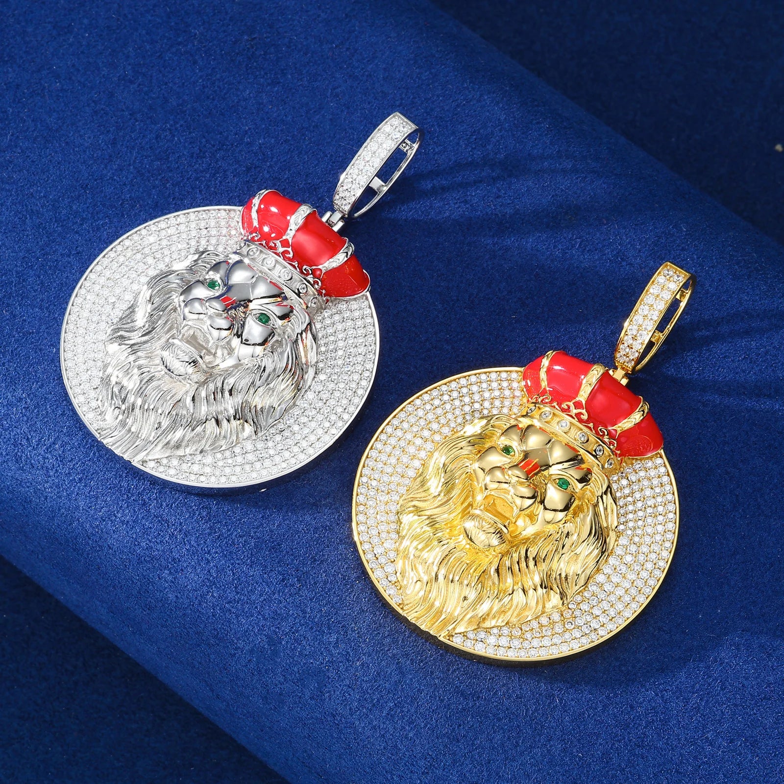 True King | Solid 925 Silver Moissanite Diamond Iced Blinged Out King Lion Pendant